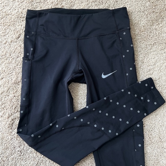 Nike Racer Flash Running Tights Black Polka Dot Pants Womens S Small Workout - Picture 4 of 12